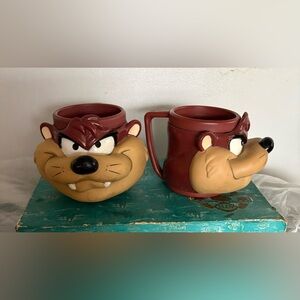 Vintage Tazmanian Devil Character Mugs - Pair